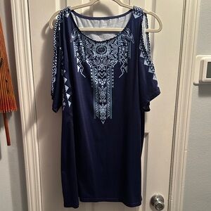 Navy Blue Cold Shoulder Top